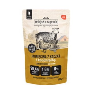 Wiejska Zagroda Jagnięcina Z Kaczką I Kocimiętką 100g! Olej Z Łososia, Spirulina, Drożdże I Prebiotyki W Składzie! Miękki I Aromatyczny Pasztet! Nowość! 