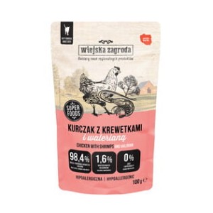 Wiejska Zagroda Jagnięcina Z Kurczak Z Krewetkami I Walerianą  100g! Olej Z Łososia, Spirulina, Drożdże I Prebiotyki W Składzie! Miękki I Aromatyczny Pasztet! Nowość! 