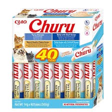 Inaba Churu Creamy Treat Tuna Variety 40 x 14g! 4 Smaki Tuńczyka! Czysty Tuńczyk, Z Wołowiną, Z Płatkami Bonito I Z Owocami Morza! Niskokaloryczne! Doskonały Sposób Na Uzupełnienie Płynów Dla Kotów Pijących Mało Wody! Nowość! 