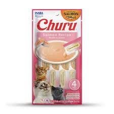 Inaba Churu Creamy Treat Łosoś 4x14g, Kremowy Przysmak! 1 Tubka to TYLKO 10kcal!  Dodatek Ekstraktu Z Zielonej Herbaty I Witaminy E! Nowy Smak!
