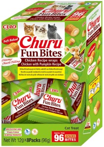 Inaba Churu FUN Bites Kurczak I Kurczak Z Dynią 96g! Miękkie Kawałki Pieczonego Kurczaka Z Kremowym Nadzieniem Z Kurczaka Z Dynią! 8 Oddzielnych Paczuszek Przysmaków W Opakowaniu! Wilgotne I Niskokaloryczne! Nowość! 