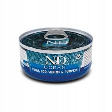 N&D CAT Ocean Tuńczyk, Dorsz, Krewetki I Dynia 70g! Karma Pełnoporcjowa Dla Dorosłych Kotów!