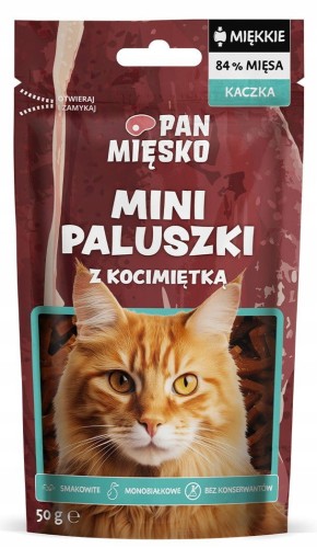 Pan Mięsko Mini Paluszki Kaczka Z Kocimiętką 50g, Miękkie I Monobiałkowe! Nowość! 