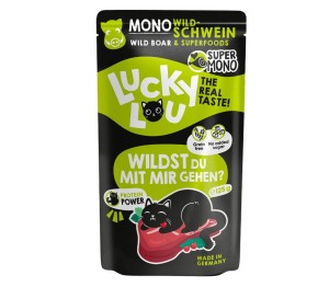 Lucky Lou SuperMono Czysty Dzik z Topinamburem, Żurawiną I Pokrzywą Saszetka 125g, Nowość! Niemiecki Producent! 