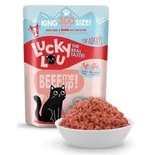 Lucky Lou Adult Drób i Wołowina Z Cukinią I Olejem Z Ogórecznika Saszetka 300g! Nowa Gramatura! Wysoka Zawartość Tauryny! 