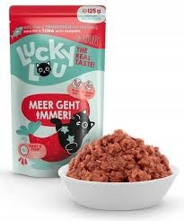 Lucky Lou Adult Drób I Tuńczyk Z Cukinią Pasternakiem I Olejem Z Wiesiołka Saszetka 125 g, Nowy Smak! Duża Zawartość Tauryny!  