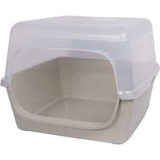 Moderna Hy Nest Bardzo Duża Kuweta KRYTA Z Niskiem Wejściem , 59,5 x 59,5 x  23 cm! Wysokość Wejścia TYLKO 9 cm! Idealna Dla Seniorów i Kociąt! Kolor Beżowy, Nowość! 