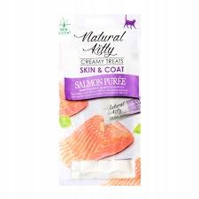 Natural Kitty Creamy Treat Skin & Coat, Niskokaloryczny Kremowy Przysmak Czysty Łosoś 4x12g, Zdrowa Skóra I Piękna Sierść! Dodatek Oleju Lnianego I Oleju Z Tuńczyka! Nowość!    