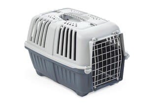 Yarro Transporter Plastikowy z Metalowymi Drzwiami Pratiko 1, 31,5 x 48 x 33 cm, Udźwig do 6 kg, Niebieski/Szary! Nowy Kolor!