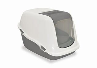 Yarro Ella Comfort Kryta Kuweta Toaleta Dla Kotów Z Filtrem I Podnoszoną Górą 57 x 39 x 41cm, Kolor Szary/Biały! Wygodne Sprzątanie I Kontrola Nieprzyjemnych Zapachów! Nowość!
