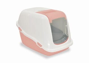 Yarro Ella Comfort Kryta Kuweta Toaleta Dla Kotów Z Filtrem I Podnoszoną Górą 57 x 39 x 41cm, Kolor Różowy/Biały! Wygodne Sprzątanie I Kontrola Nieprzyjemnych Zapachów! Nowość! 