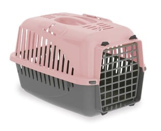 Yarro Mały Transporter Plastikowy z Plastikowymi Drzwiami, 32 x 46 x 32 cm, Różowy/Szary! Udźwig Do 6 kg! Nowość! 