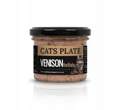 Cats Plate BABY Venision 100g Mięso Z Daniela Z Sercami i Wątrobą Z Kaczki Dla Kociąt! Bardzo Duża Dawka Tauryny! Dodatek Oleju Z Wątroby Dorsza, Drożdży, Babki Płesznik i Alg! Nowość!    