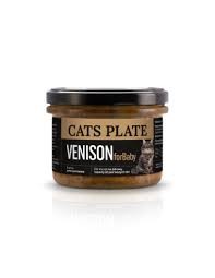 Cats Plate BABY Venision 180g Mięso Z Daniela Z Sercami i Wątrobą Z Kaczki Dla Kociąt! Bardzo Duża Dawka Tauryny! Dodatek Oleju Z Wątroby Dorsza, Drożdży, Babki Płesznik i Alg! Nowość!   