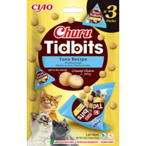 Inaba Churu Tidbits Dziki Tuńczyk Z Nutą Kurczaka 3x12g! Miękkie Przysmaki Dla Kota! Niewielkie Kuleczki Z Kremowym Nadzieniem W Środku! Wygodne Opakowania! Nowość! 