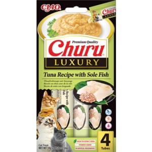 Inaba Churu LUXURY Creamy Treat Tuńczyk I Sola 4x14g, Kremowy Przysmak!  Nowa Seria Wyjątkowych Smaków! Wyselekcjonowane Składniki Premium!  