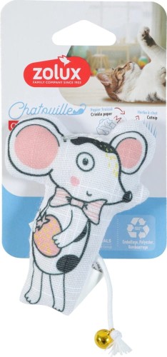 ZOLUX Zabawka Chatouille Zabawka Dla Kota Mysz W Muszce Z Dzwoneczkiem I Kocimiętką 11 cm, Nowość! 