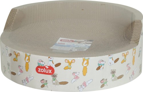 Zolux Chatouille Drapak Legowisko Kartonowe Okrągłe z Kocimiętką! 39 x 15,5 cm Wzór Kolorowe Koty I Myszki! Nowość!