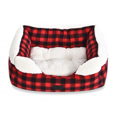 Barry King Legowisko Miękkie 50 x 40 cm, Czerwonoczarna Krata Z Białą Poduszką! Nowość!