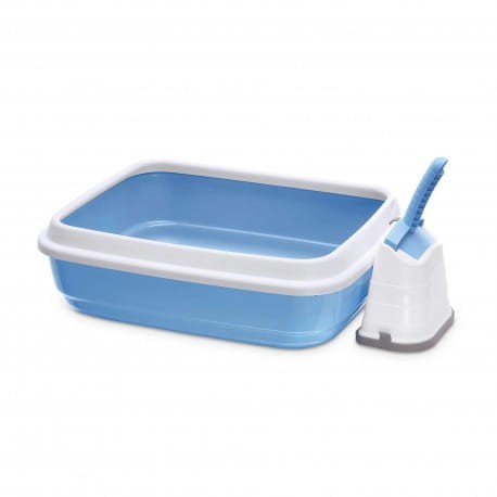 IMAC Kuweta Odkryta DUO 59 x 40 x 28 cm Błękitna, W Komplecie Z Łopatką W Stojaku! Stojak Łopatki Łatwo Przyczepiany Do Ramki Kuwety! Nowość!  