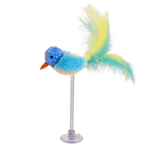 Nobby Zabawka Dla Kota Birdy Pluszowy Ptaszek Na Sprężynce Z Przyssawką Wypełniony Kocimiętką! Z Piórkami! 17 cm, Nowość!