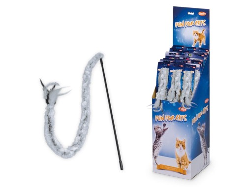 Nobby Zabawka Dla Kota Wędka Z Bardzo Długim Pluszem Zakończonym Piórkami! Aż 75 cm! Nowość!