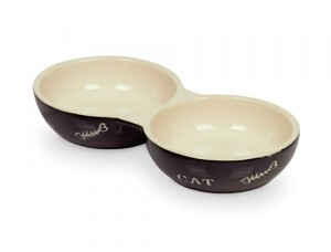 Nobby Miseczka Ceramiczna Podwójna CAT 2 x 0,13l, Czarna/Beżowa, Nowość!