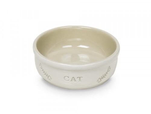 Nobby Miseczka Ceramiczna CAT 0,25 l, Biała/Beżowa, Nowość!  