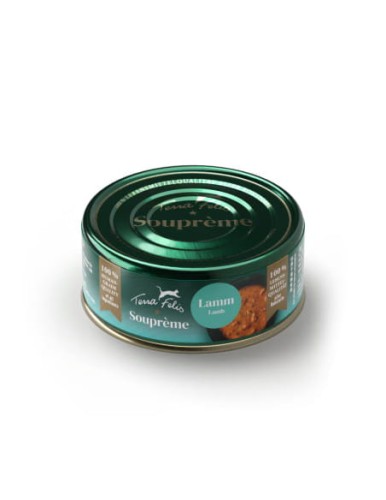 Terra Felis Soupreme Jagnięcina 70g, NOWA Linia Karm Uzupełniających! Bogaty, Gładki Bulion I Mięso Jakości Human Grade! Wzbogacone Tauryną, Skorupkami Ostryg I Olejem Z Ryb! Bez Żadnych Konserwantów! Nowość!