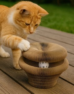 Zolux Chatouille Harmonijkowa Składana Kartonowa Drapka Zabawka Dla Kota Z Piłeczką I Kocimiętką! 4 Róże Konfiguracje! Kształt Łapki! Nowość!