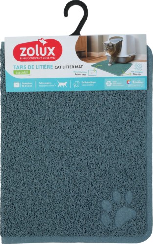 Zolux Miękka Wycieraczka Mata Pod Kuwetę Zapobiegająca Roznoszeniu Żwirku! Wytłoczony Wzór Łapki! Antypoślizgowa! Rozmiar M , 40 x 60 cm, Kolor Niebieski! Łatwa Do Mycia! Nowość!