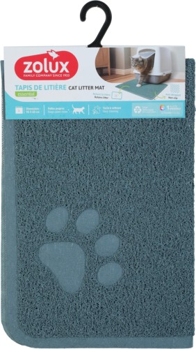 Zolux Miękka Wycieraczka Mata Pod Kuwetę Zapobiegająca Roznoszeniu Żwirku! Wytłoczony Wzór Łapki! Antypoślizgowa! Rozmiar L , 60 x 90 cm, Kolor Niebieski! Łatwa Do Mycia! Nowość!