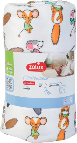 Zolux Chatouille Miękki Pled Kocyk Dla Kota! 152,5 x 74 cm! Uroczy Wzór  W Kotki I Myszki! Nowość!