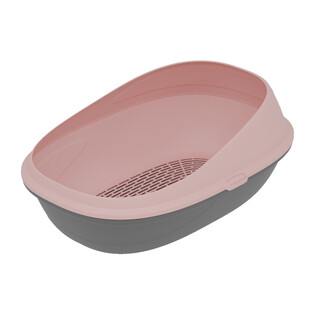 Yarro Pop Up 4-Elementowa Kuweta z Sitem i Wysoką Ramką Zapobiegającą Rozsypywaniu Żwirku! 59 x 39 x 27 cm, Różowy/Szary, Nowy Kolor!