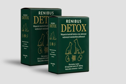 Renibus Detox 30 Kapsułek po 300 mg, Usuwa Fosfor I Toksyny Mocznicowe! Naturalne Minerały Wiążące Szkodliwe Substancje! Łatwość Podania! Wypróbowane Przez Naszego Własnego Kociego Seniora! Nowość!