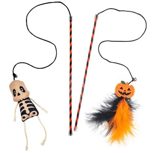 Nobby Zabawka Wędka Dla Kota Halloweenowa Dynia Lub Z Kocimiętką I Piórkami Lub Szkielet Z Kocimiętką I Sznureczkami! Obie Wersje Z Dzwoneczkiem! Nowość!