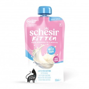 Schesir Kitten Goat Milk 150 ml, Pełnowartościowy Posiłek Na Mleku Kozim Z Dodatkiem Tauryny, DHA I Witamin Dla Nowonarodzonych Kociąt! Nowość! 