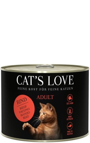 Cat's Love Czysta Wołowina W Naturalnej Galaretce 200g! Aż 92% Wołowiny! Dodatek Oleju Z Krokosza Bogatego W Kwasy Omega Oraz Mniszka Lekarskiego, Który Wspiera Pracę Żołądka! Duży Dodatek Tauryny!   