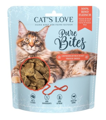Cat's Love Pure Bites Czysta Liofilizowana Wołowina 40g! Monobiałkowe!  100% Wołowiny Bez Żadnych Dodatków! Nowość!