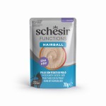 Schesir Functions Hairball Mus Z Kurczaka Z Wątróbką Z Kurczaka 70g! Pełnoporcjowa Karma Wspierająca Działanie Pozbywanie Się Kul Włosowych! Dodatek Babki Płesznik I Dyni Kabocha! Bardzo Delikatna Kremowa Konsystencja! Nowość! 